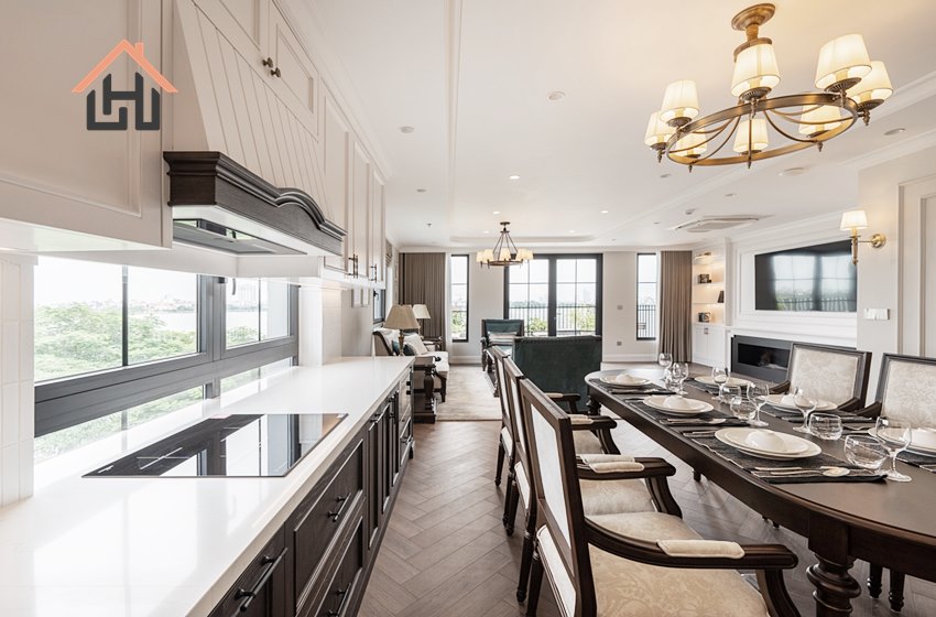 Gorgeous three bedroom apartment with lake view for rent in Tay Ho, Hanoi