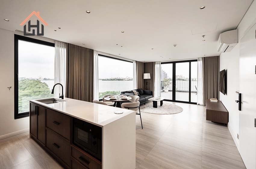 Lake view 2 bedroom apartment with spacious balcony for rent in Tay Ho, Hanoi