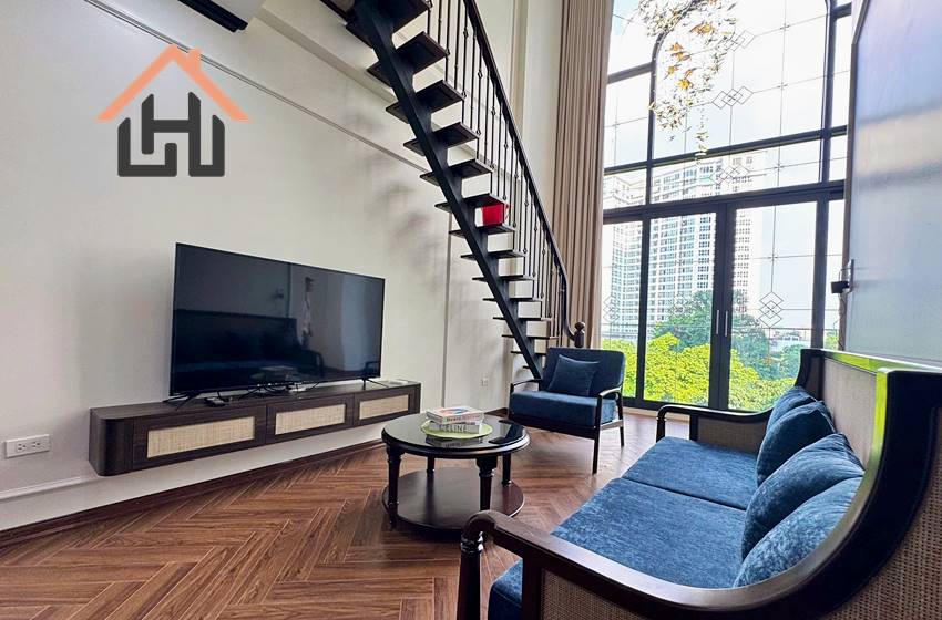 A stylish and brand-new 1-bedroom duplex apartment located on Cua Bac Street, Ba Dinh