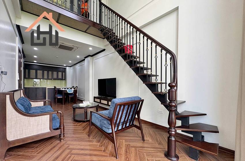 A stylish and brand-new 1-bedroom duplex apartment located on Cua Bac Street, Ba Dinh