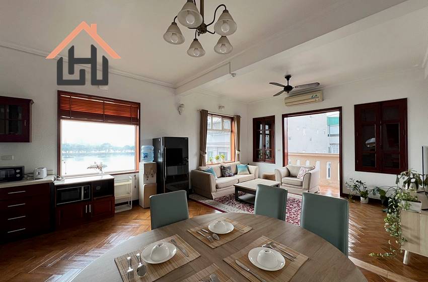 Nice apartment with balcony and lake view for rent in Truc Bach Area, Ba Dinh District, Hanoi